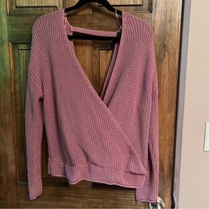 Pink wrap front sweater